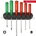 ชุดไขควง PB Swiss Tools รุ่น PB 245 ปากแบนและปาก PZ ด้าม Classic พร้อมที่ติดผนัง (6 ตัว/ชุด)
