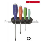 ชุดไขควง PB Swiss Tools รุ่น PB 8243 RB ปาก PZ ด้ามยาง พร้อมที่แขวนผนัง (4 ตัว/ชุด)