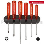ชุดไขควง PB Swiss Tools รุ่น PB 244 ปากแบนและแฉก ด้าม Classic สีแดง พร้อมที่ติดผนัง (6 ตัว/ชุด)