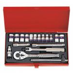 บ๊อกชุด KINGTONY ขนาด 1/2" ลูกบ๊อกมิล/นิ้ว แบบ 6 เหลี่ยม รวม 18 ชิ้น