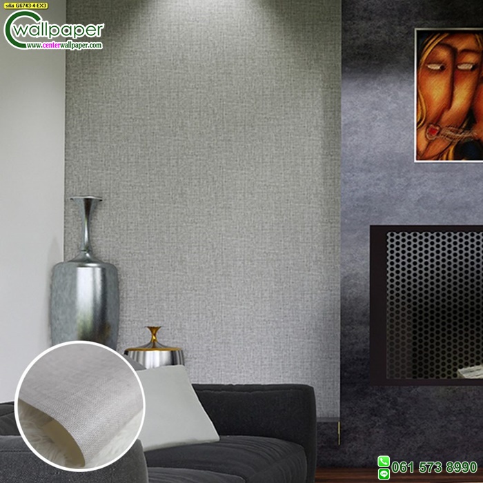 วอลเปเปอร์ติดผนังลายกระสอบสีเทา No. G-6743-4