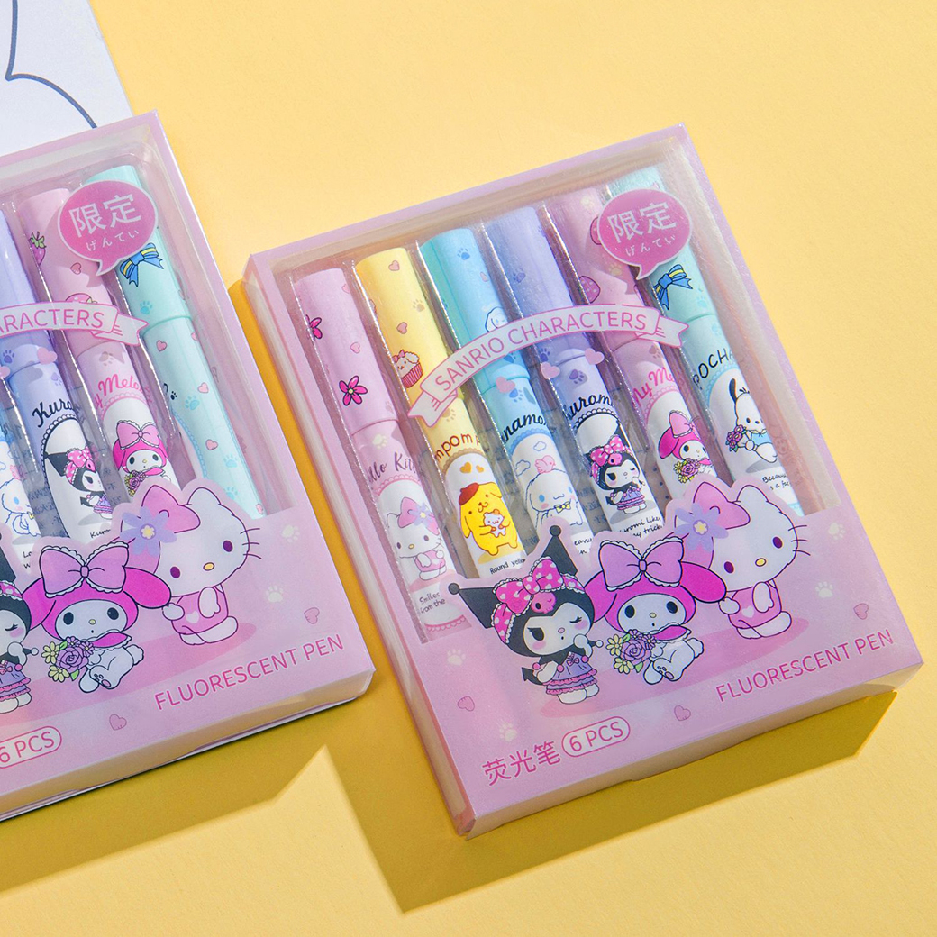🌈ปากกาไฮไลท์✨ชุดปากกาเน้นข้อความ มาร์กเกอร์การ์ตูน Sanrio✅พร้อมส่งในไทย สีหวานพาสเทล เหมาะสำหรับจดเรียน จดเลคเชอร์
