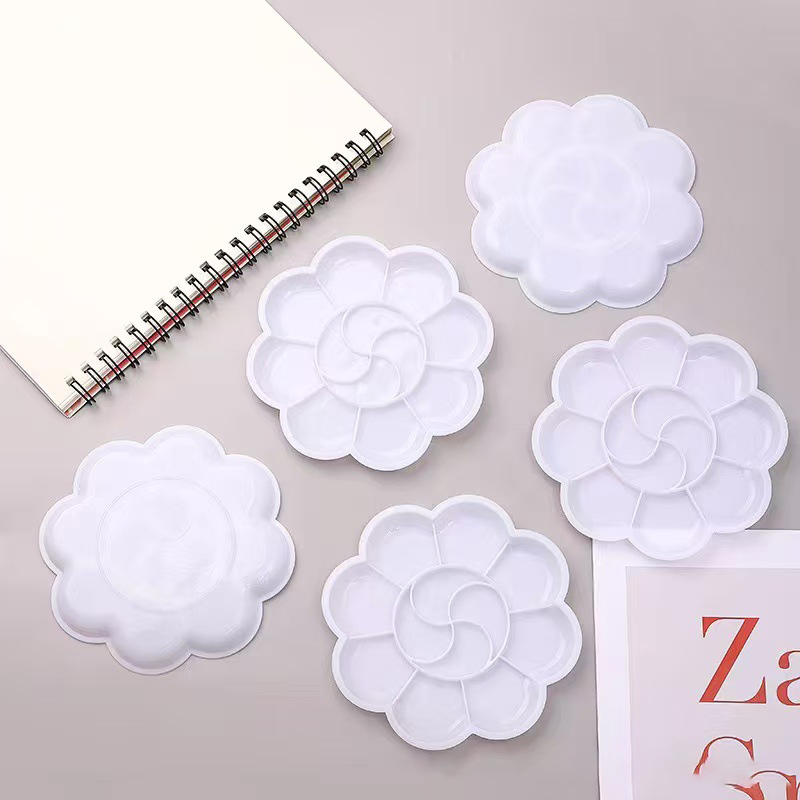 🎨จานสีพลาสติก🌈ทรงดอกไม้ 10 ช่อง สำหรับระบายสี วาดภาพ งานศิลปะ✅พร้อมส่ง อุปกรณ์ศิลปะ