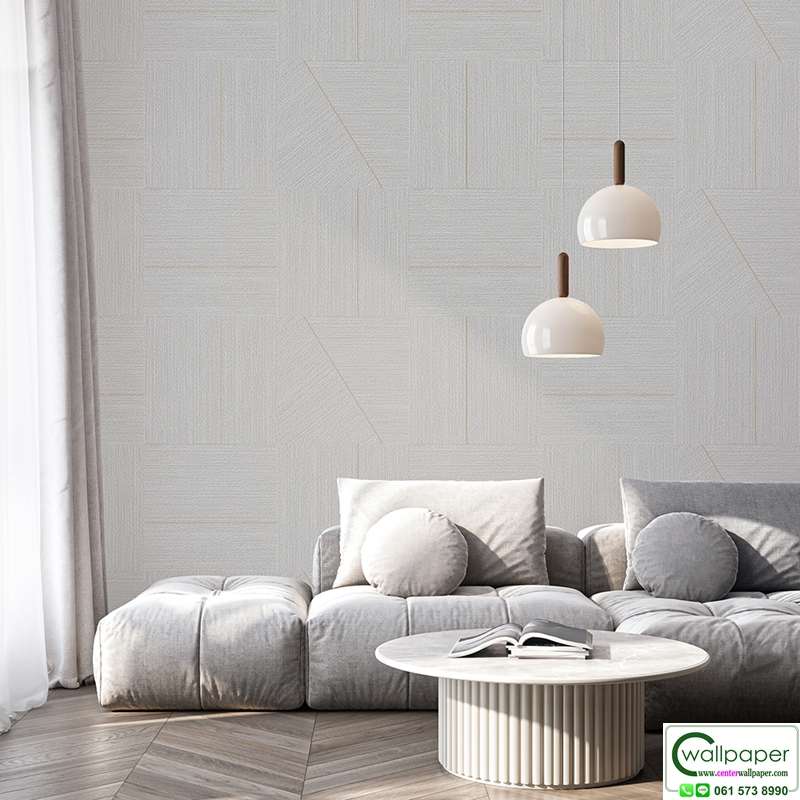 วอลเปเปอร์ลายเส้นสีทอง พื้นสีเทาเข้ม No.52509-3