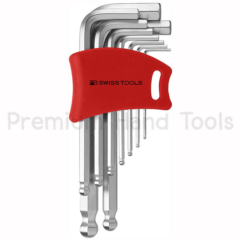 PB Swiss Tools PB 212DH-10 ประแจหกเหลี่ยมชุด หัวบอล สั้น เบอร์ 1.5-10 มิล 9 ตัวชุด พร้อม Socket แบบใหม่
