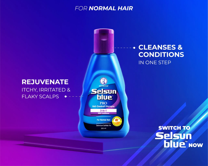 Selsun Blue 2-in-1 Pro Anti-Dandruff Shampoo 120 ml.