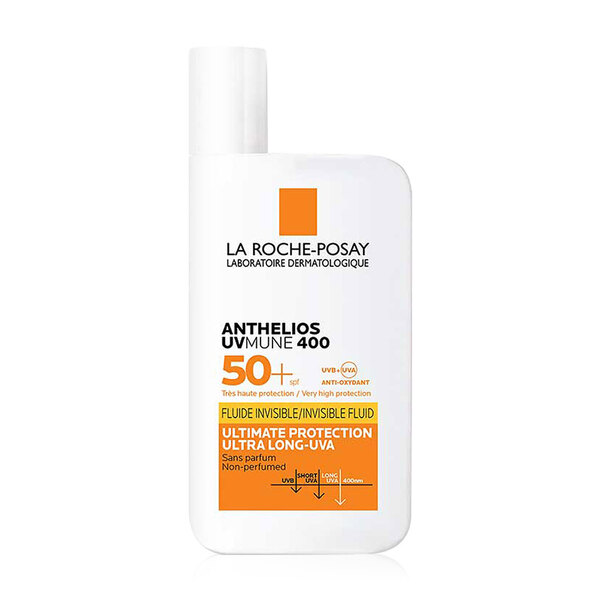 La Roche Posay Anthelios Uvmune 400 Invisible Fluid With Perfume SPF50+ 50 ml. สูตรแพ้ง่ายเหมาะสำหรับทุกสภาพผิว (มีกลิ่นหอมที่ไม่ก่อให้เกิดการแพ้)