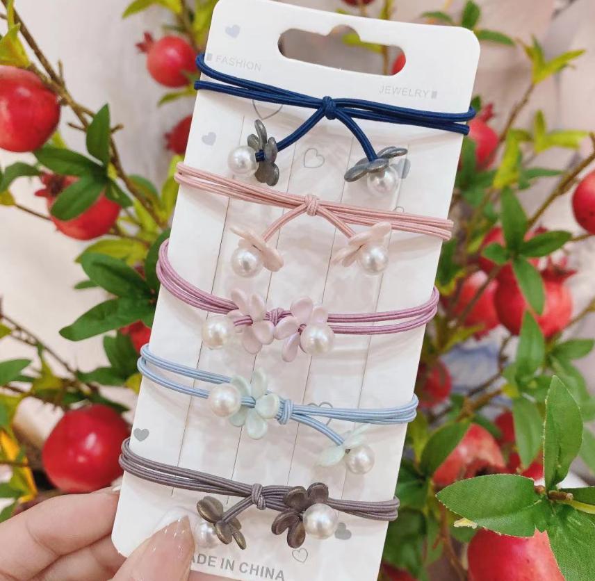 🌈ยางรัดผมสายลายพื้นคลาสสิคดอกไม้ไข่มุก (สุ่มลาย) ชิ้นละ 2 บาท ✔️พร้อมส่ง Ohwowshop หนังยางรัดผมเกาหลี ยางรัดผมไสต์เกาหลี มัดผม