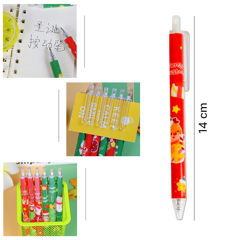 🎄🌈ปากกากด เจลดำ⭐🎄ลายการ์ตูนคริสต์มาส⚫ไส้สีดำ 0.5📌เลือกลาย ด้ามละ 5 บาท ✔️พร้อมส่ง Ohwowshop เครื่องเขียน christmas ปากกา