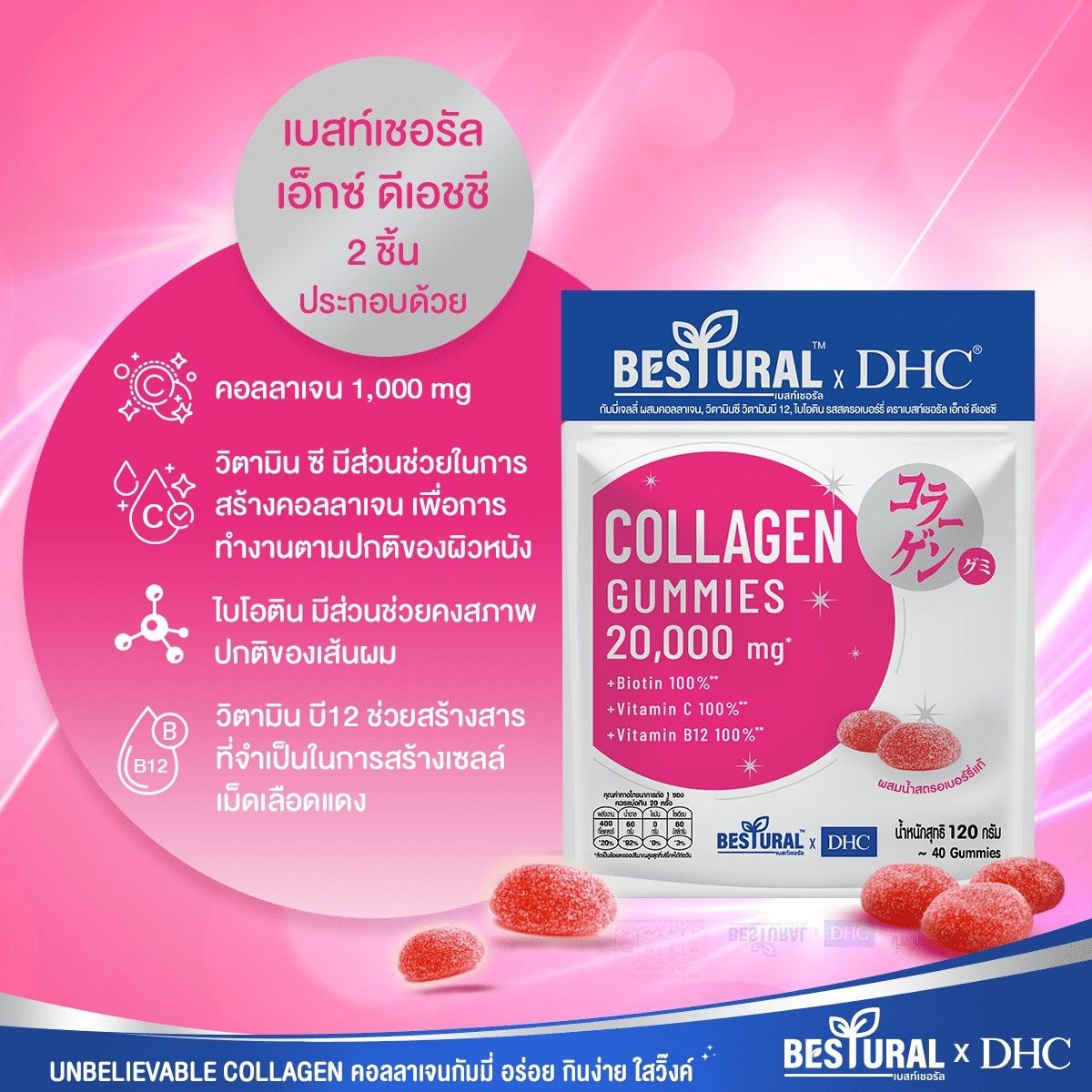 DHC X Bestural Collagen Gummy 20 Days (120 g. x 40 Gummies)