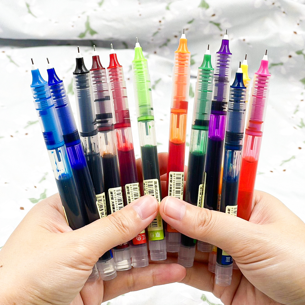 🌈ปากกาเจลด้ามใส🌈12สี Ohhappy ขนาด 0.5mm ไส้ปากกา 0.5📌สินค้าเลือกสี ราคา 3 บาท✔️พร้อมส่งในไทย ปากกาเจล หลากสี เครื่องเขียน