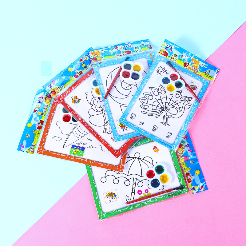 🌈🎄แผ่นภาพระบายสี 2 ด้าน🎄🌈เสริมทักษะ พร้อมถาดสี 9x12cm📌สินค้าสุ่มคละลาย ราคาะ 4 บาท✔️พร้อมส่ง Ohwowshop ของเล่น วาดภาพ งานศิลปะ