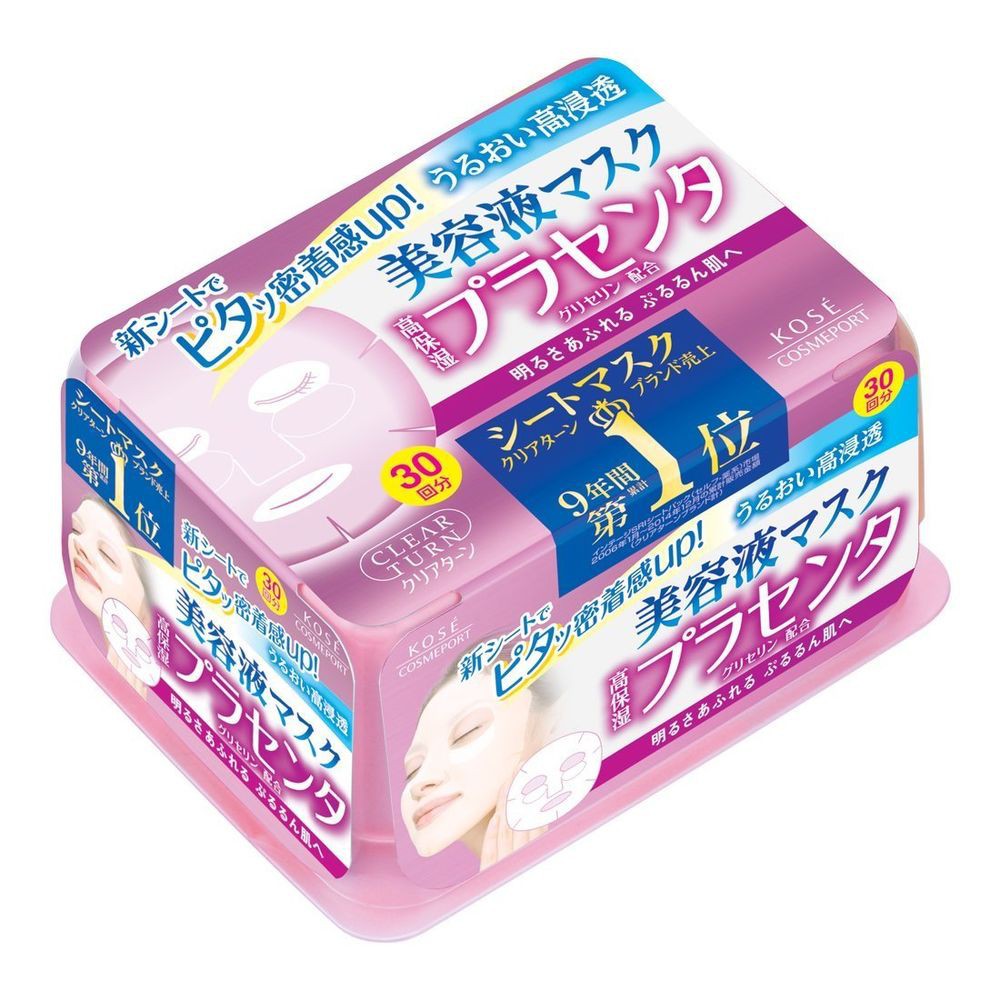 Kose Cosmeport Clear Turn Essence Mask Placenta 30 แผ่น