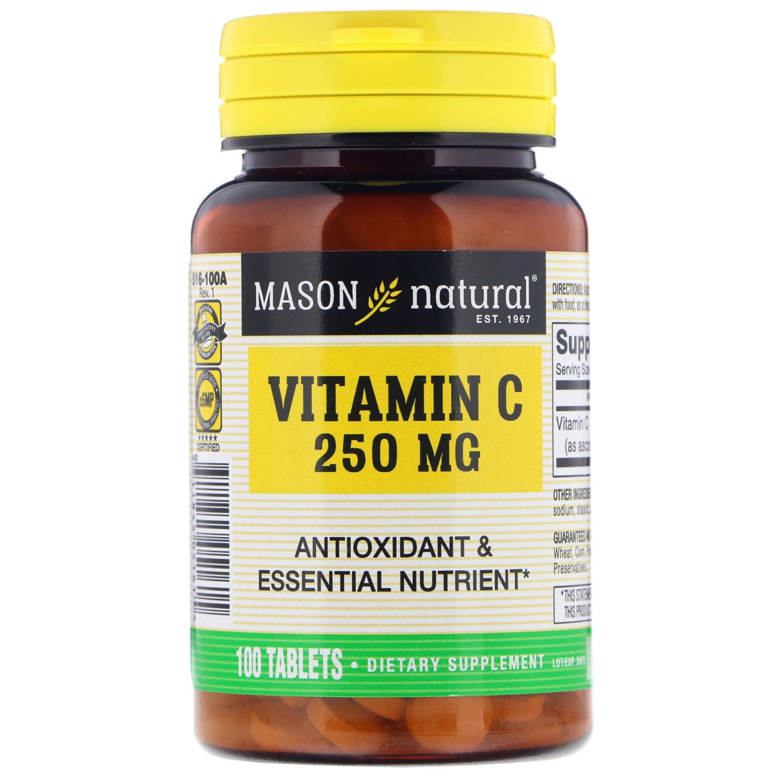 Mason Natural Vitamin C 250 mg. [100 Tablets]