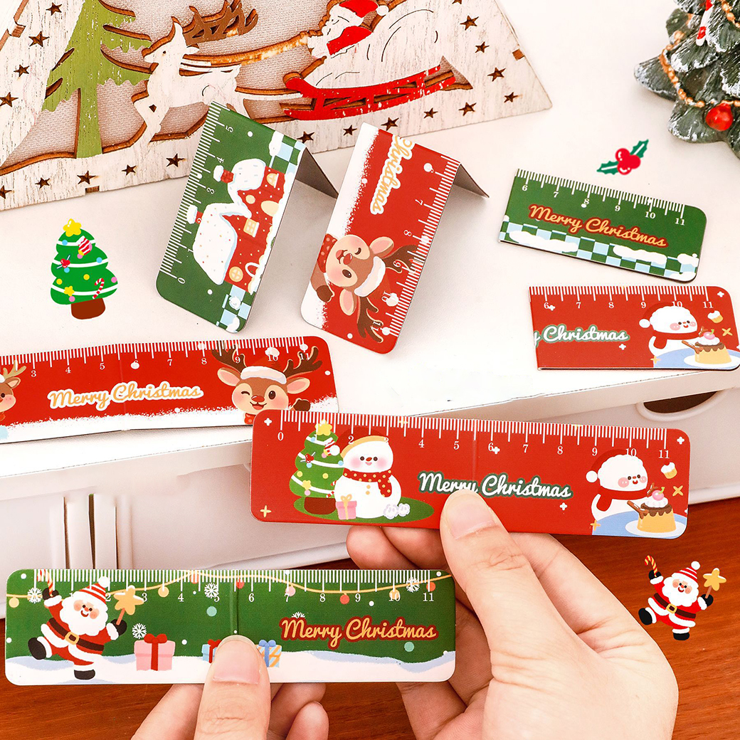 🎄📏ไม้บรรทัดพับแม่เหล็กคริสต์มาส⛄11ซม. ลายน่ารักใช้งานสะดวก เหมาะเป็นของขวัญปีใหม่ 🎁✨Merry Christmas