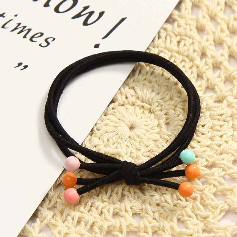 🌈ยางยืดรัดผมสายดำหัวลูกปัด ชิ้นละ 2 บาท ✔️พร้อมส่ง Ohwowshop หนังยางรัดผมเกาหลี ยางรัดผมไสต์เกาหลี