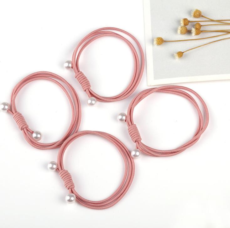 🌸ยางยืดรัดผมไข่มุกสามสายหลากสี ชิ้นละ 1 บาท(ม่วงเข้ม )✔️พร้อมส่ง Ohwowshop ยางยืด ยางมัดผม ยางยืดรัดผมเกาหลี ยางรัดผม