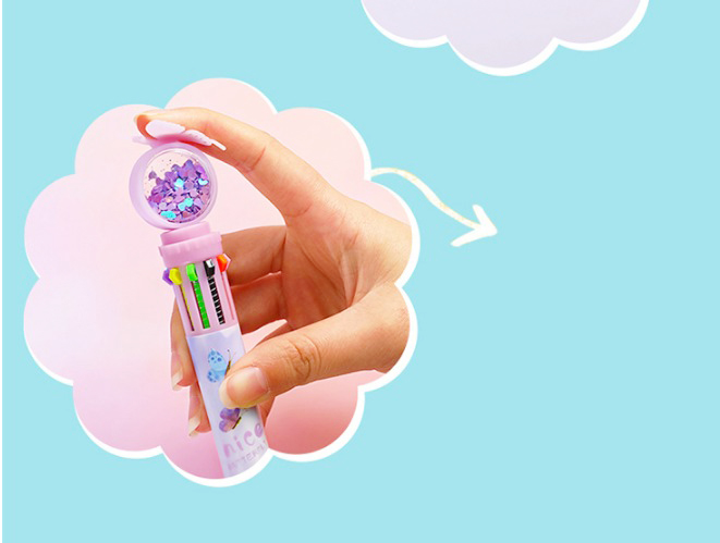 🌈ปากกาลูกลื่น 10สี🌈กลิตเตอร์ หัวผีเสื้อ📌คละสี ด้ามละ 11 บาท Ohwowshop✅พร้อมส่ง ปากกา เครื่องเขียน