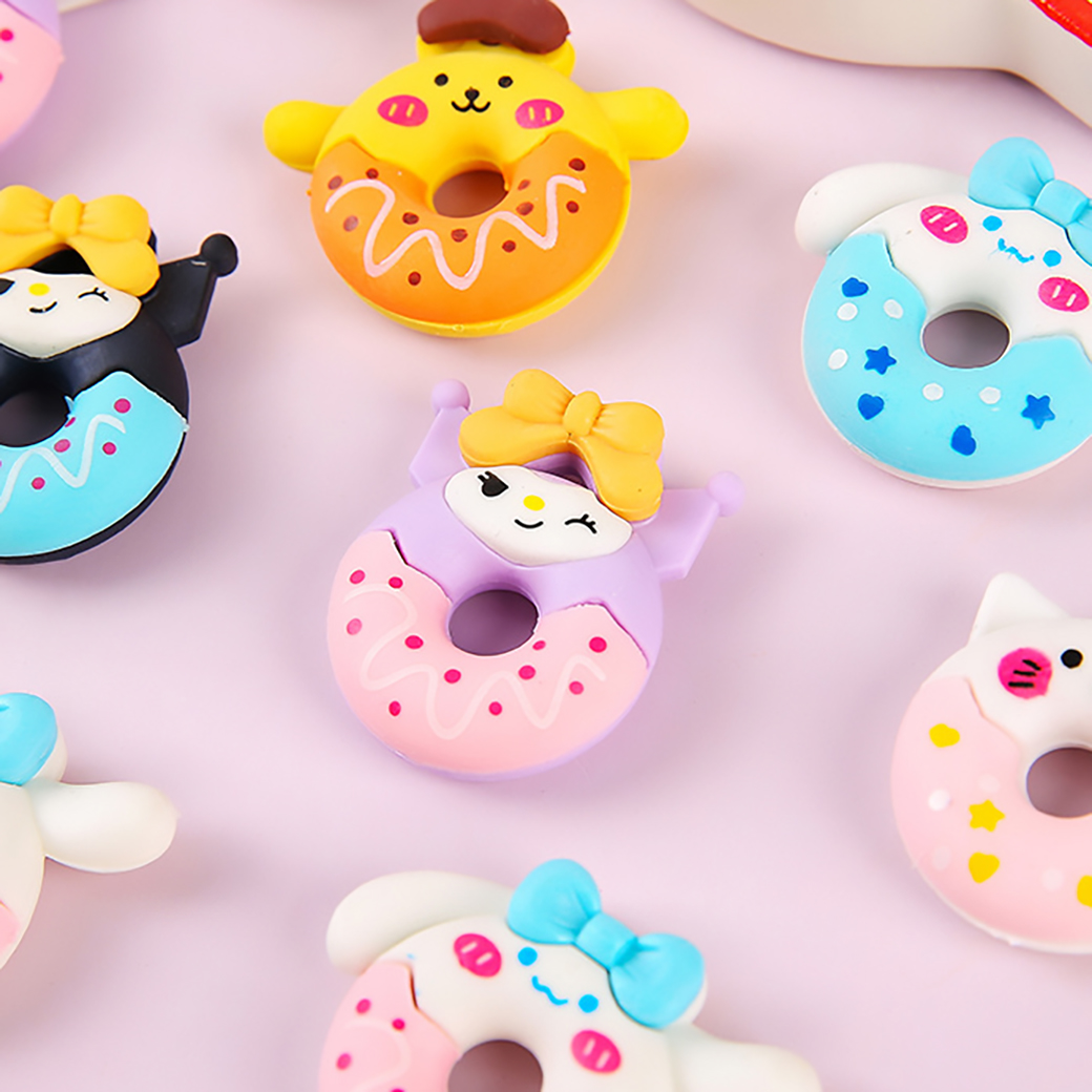 🌈ยางลบการ์ตูนโดนัท🌈 ยางลบลายSanrio ₍^. .^₎⟆ หูการ์ตูนสัตว์หลากสี✔️พร้อมส่งในไทย เครื่องเขียน ยางลบ ลบคำผิด