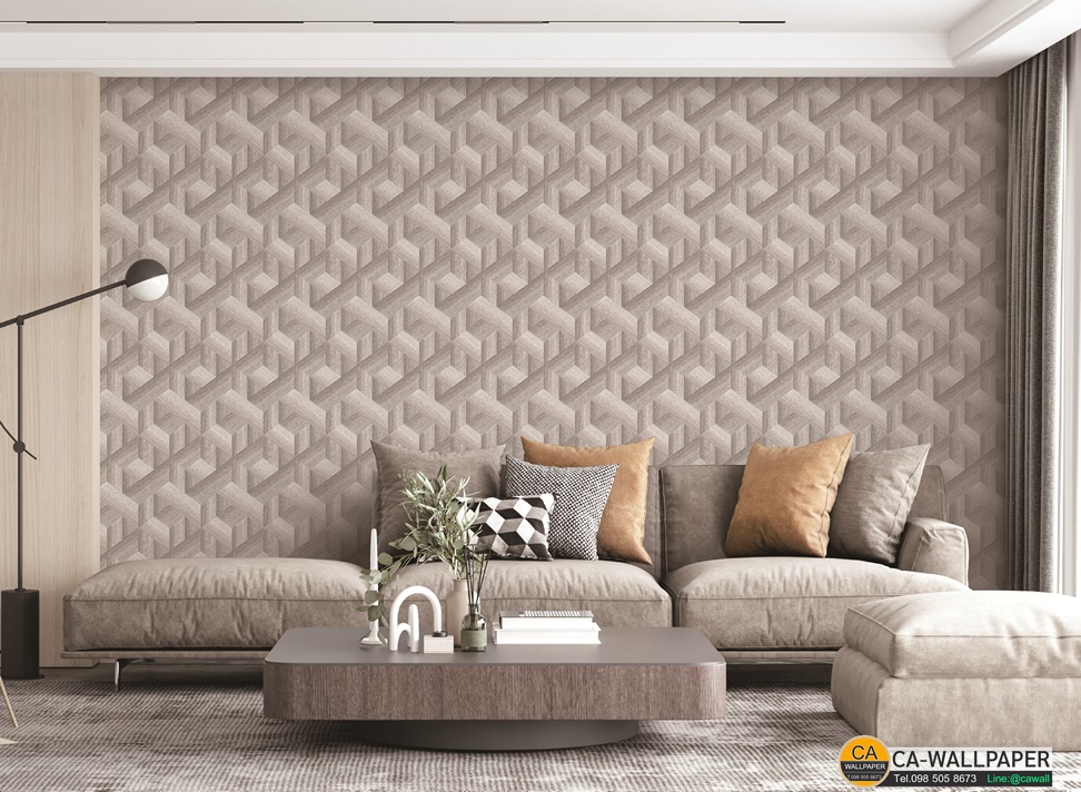 วอลเปเปอร์สไตล์โมเดิร์นลายตาข่ายสีเทาปนเงิน