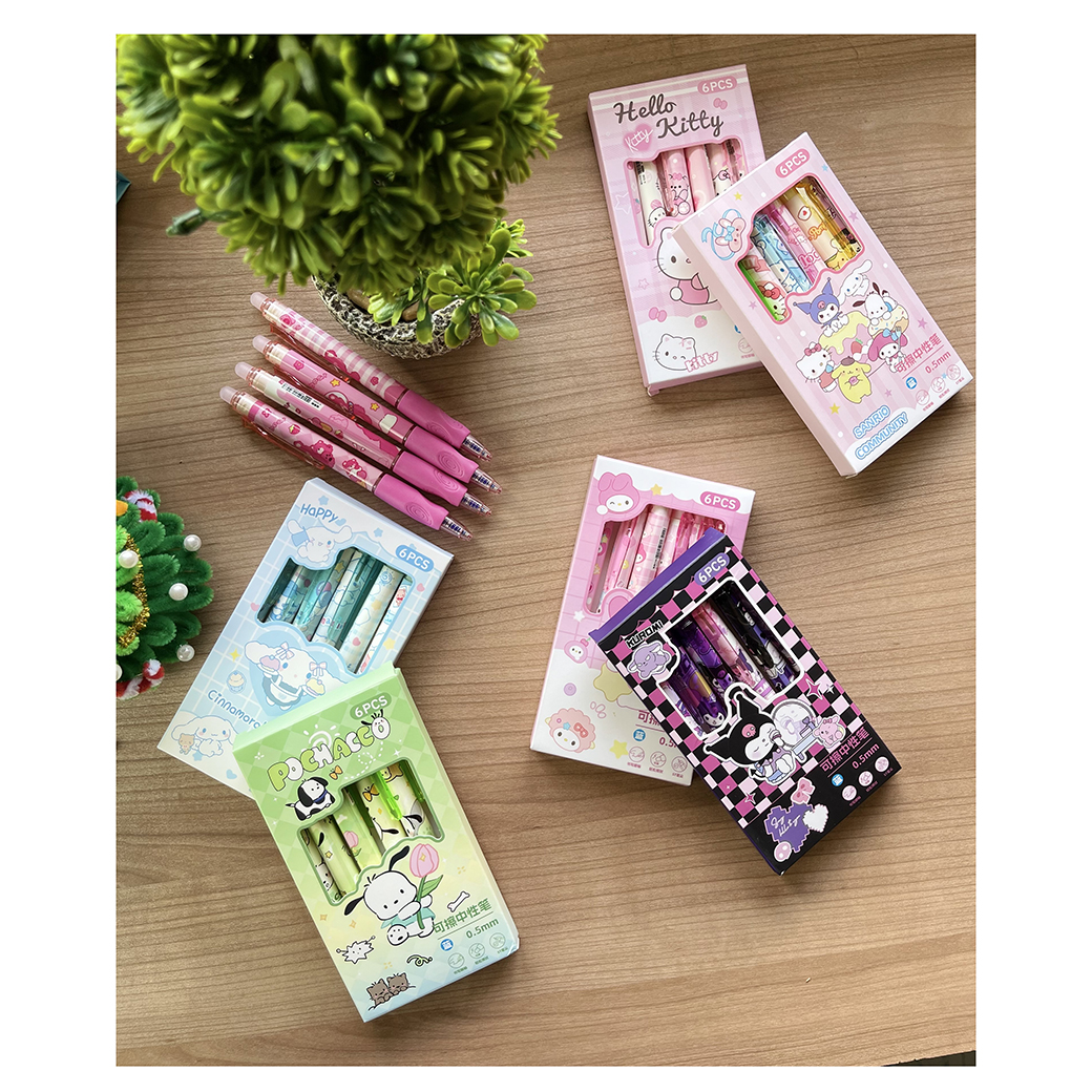🌈ปากกากดลบได้การ์ตูนดัง⭐🌈ยกล่อง 6 แท่ง⭐ไส้สีน้ำเงิน0.5📌เลือกแบบ✔️พร้อมส่งในไทย ลบได้ ปากกาเจลลบได้ เครื่องเขียน