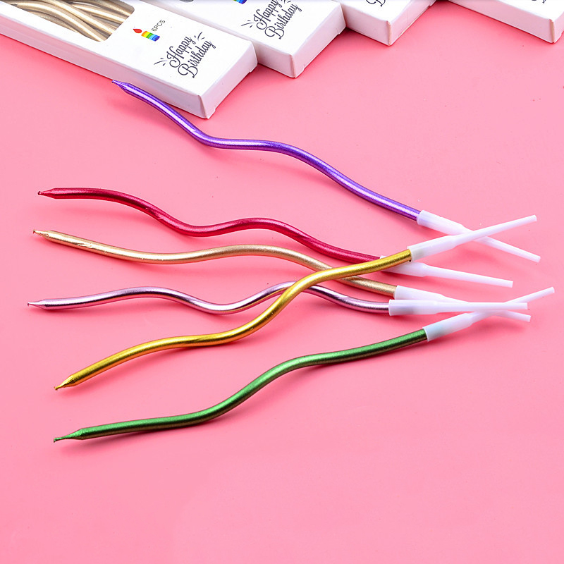 🔥สินค้าขายดี🔥 🎂เทียน Happy birthday เทียนยาว ก้านหยัก แพ็ค 6 ชิ้น ราคาแพ็คละ 6-9 บาท📌สินค้าเลือกสี✔️พร้อมส่ง Ohwowshop เทียนวันเกิด เทียนสี