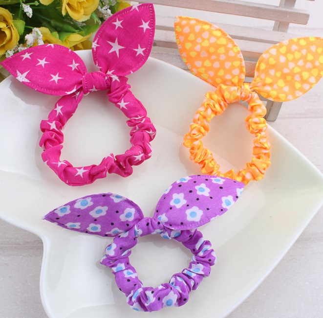 🐰ยางยืดรัดผมหูกระต่าย (สุ่มลาย) ชิ้นละ 2 บาท ✔️พร้อมส่ง Ohwowshop หนังยางรัดผมเกาหลี ยางรัดผมไสต์เกาหลี มัดผม