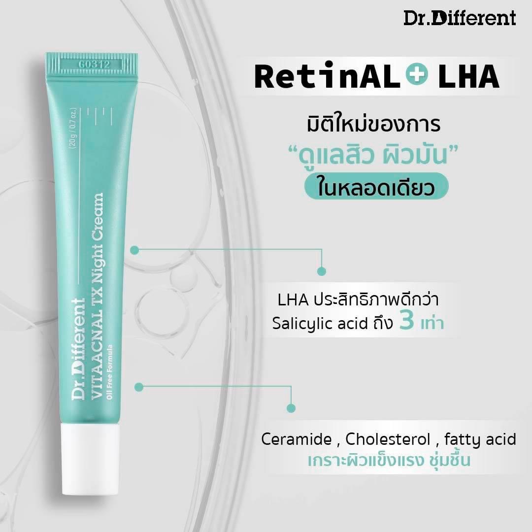 Dr.Different VitaAcnal TX Night Cream Oil Free Formula 20 g.