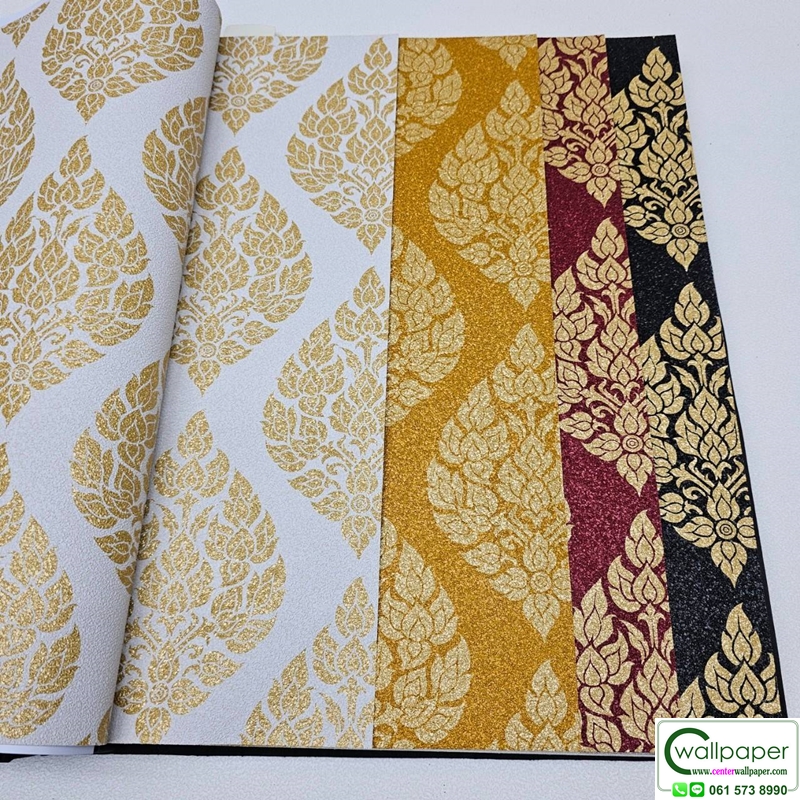 วอลเปเปอร์ลายไทย ลายพุ่มข้าวบิณ