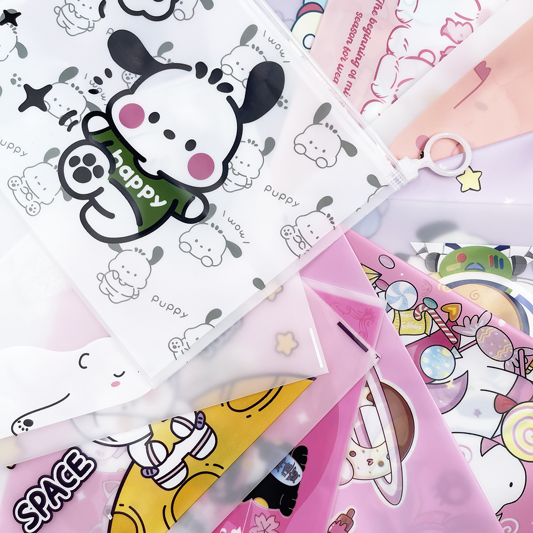 🌈🎒กระเป๋าใส่เครื่องเขียน⭐ซองซิปพลาสติก A5 การ์ตูนแฟนซี 21x16.5ซม📌เลือกลาย ราคา 4 บาท✔️พร้อมส่งในไทย เครื่องเขียน กระเป๋า กระเป๋าดินสอ