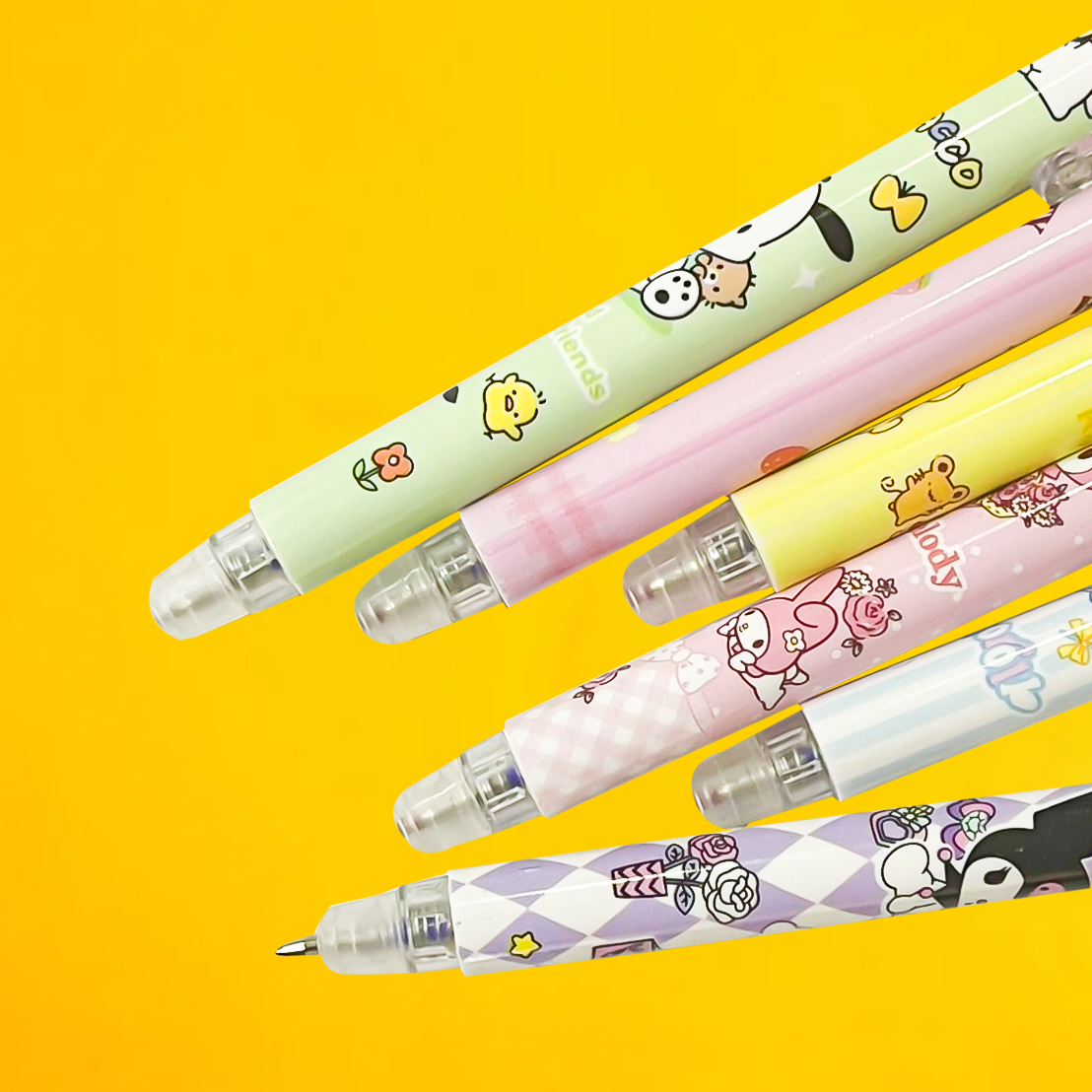 ✨ปากกาแบบกดลบได้ลาย🌈 Sanrio💜เขียนลื่น ลบง่าย 📌สุ่มคละลาย✅พร้อมส่งในไทย กดได้ลบได้ คิวท์มากก