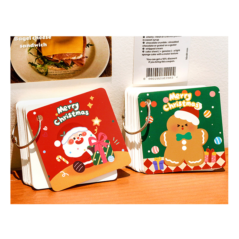 📚🎄 สมุดโน้ตคริสต์มาส 80 แผ่น ลายน่ารัก 7×7cm 🎅✨ สมุดจดพกพา มีห่วงคล้อง ใช้งานง่าย น่าใช้สุดๆ 💖