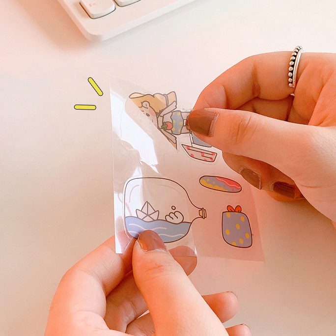 🔥ยกแพ็ค🔥สติ๊กเกอร์ลายการ์ตูน พลาสติกใส 📌คละตามแบบ✅พร้อมส่งในไทย สติกเกอร์ ตกแต่งDIY stikker