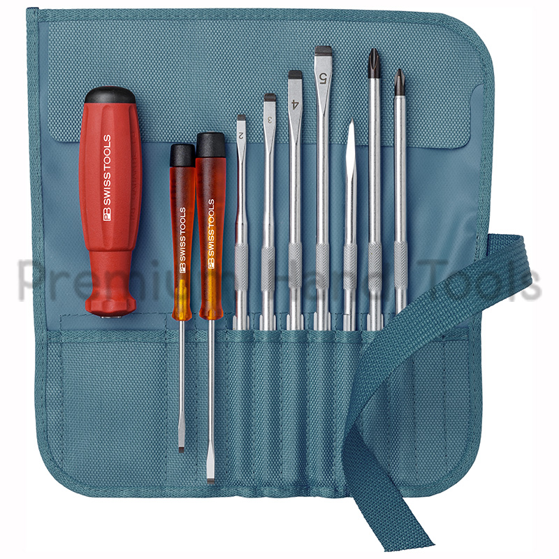 ไขควงชุด PB Swiss Tools รุ่น PB 8218 PE ด้ามกันไฟ ซอง Premium สี PETROL (10 ตัว/ชุด)