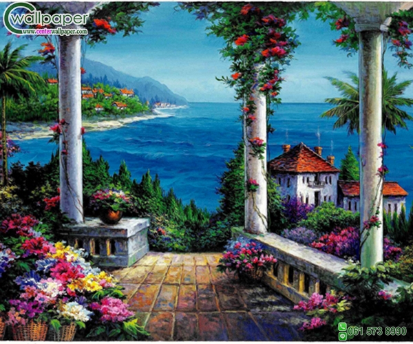 ภาพวิวสวยๆภาพวาดFloral Patio