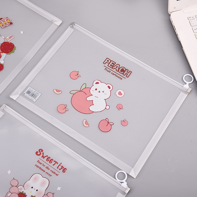 🌈ซองใส่เอกสาร🌈แฟ้มเอกสาร A4 ซิปห่วง ลาย Strawberry Rabbit 33x24.5cm📌เลือกลาย ราคา 18 บาท✅Ohwowshop เอกสาร สำนักงาน แฟ้ม ซองเครื่องเขียน
