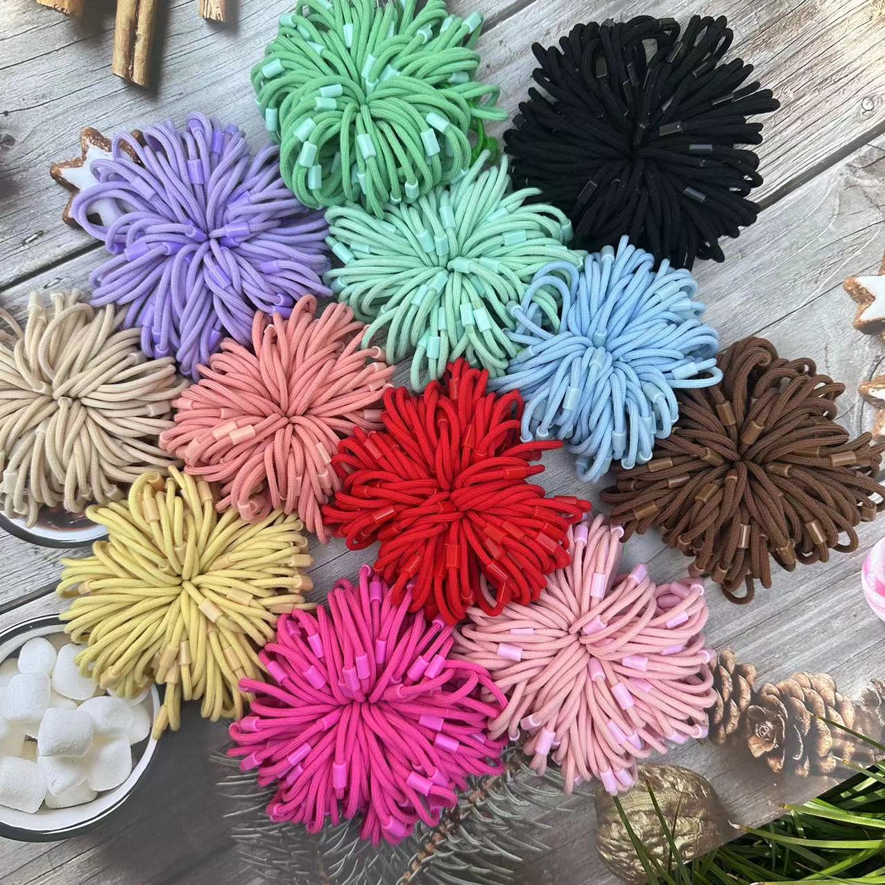 ⭐ยางยืดรัดผม⭐สายเลียบ⚫สายดำ⚫ 3cm📌สุ่มคละสี ✔️พร้อมส่งในไทย หนังยางรัดผมเกาหลี ยางมัดผม ยางยืดรัดผม