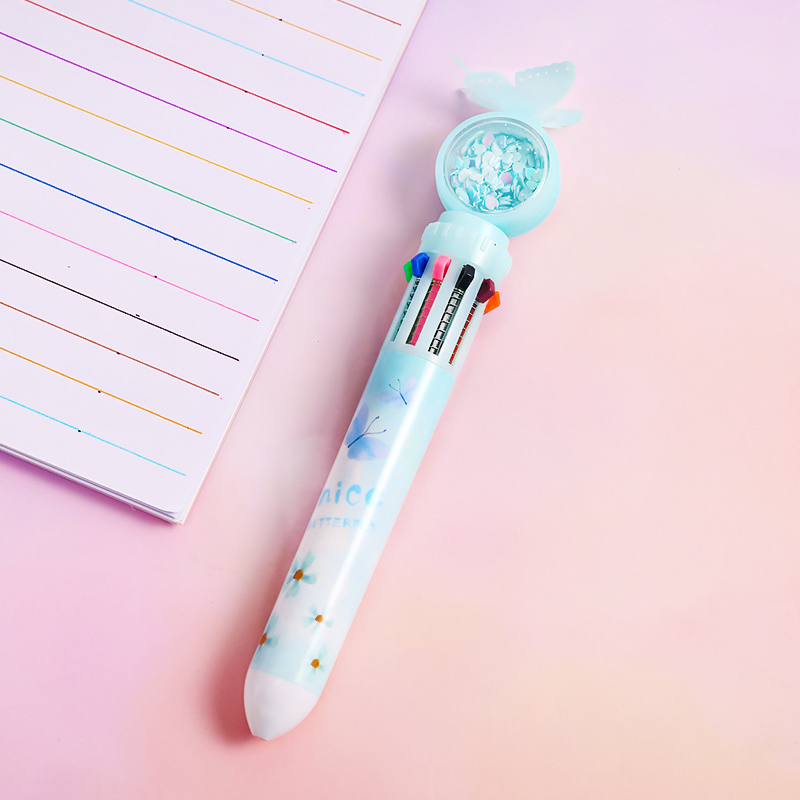 🌈ปากกาลูกลื่น 10สี🌈กลิตเตอร์ หัวผีเสื้อ📌คละสี ด้ามละ 11 บาท Ohwowshop✅พร้อมส่ง ปากกา เครื่องเขียน