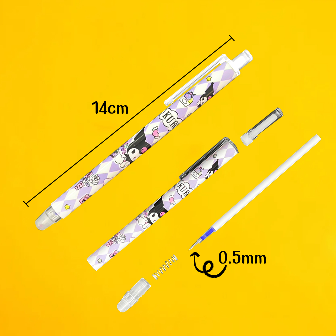 ✨ปากกาแบบกดลบได้ลาย🌈 Sanrio💜เขียนลื่น ลบง่าย 📌สุ่มคละลาย✅พร้อมส่งในไทย กดได้ลบได้ คิวท์มากก