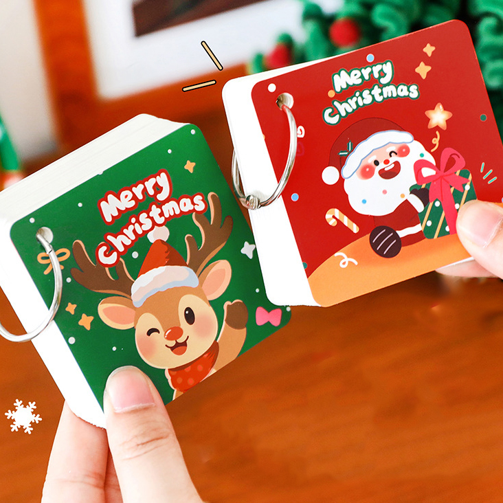 📚🎄 สมุดโน้ตคริสต์มาส 80 แผ่น ลายน่ารัก 7×7cm 🎅✨ สมุดจดพกพา มีห่วงคล้อง ใช้งานง่าย น่าใช้สุดๆ 💖