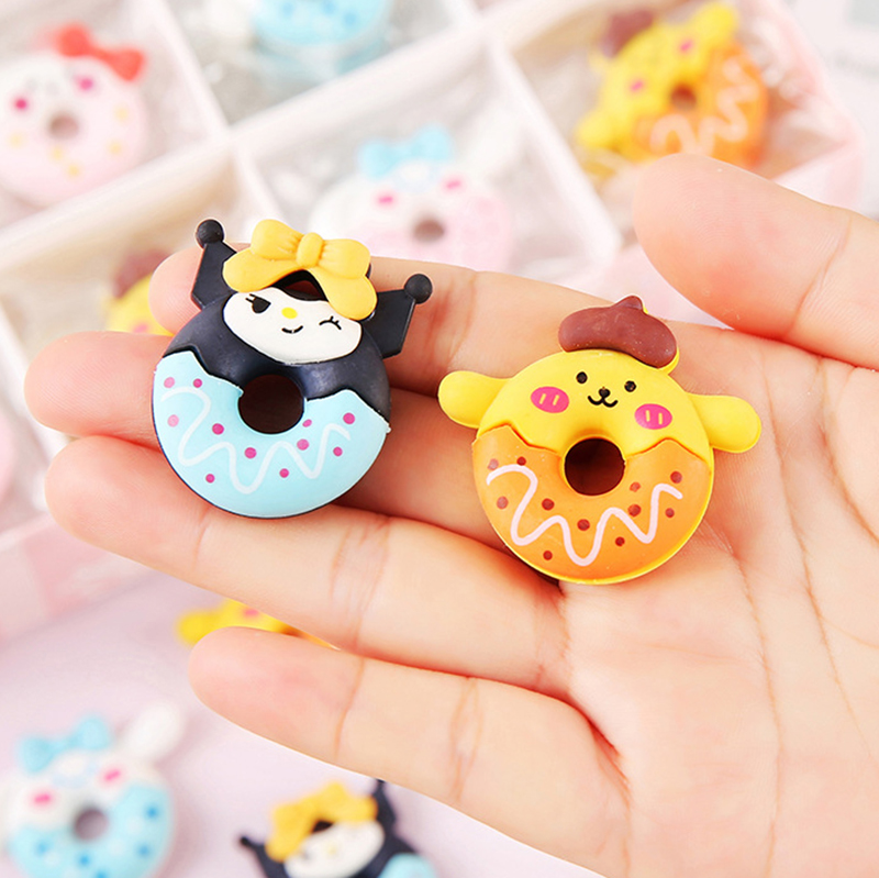 🌈ยางลบการ์ตูนโดนัท🌈 ยางลบลายSanrio ₍^. .^₎⟆ หูการ์ตูนสัตว์หลากสี✔️พร้อมส่งในไทย เครื่องเขียน ยางลบ ลบคำผิด