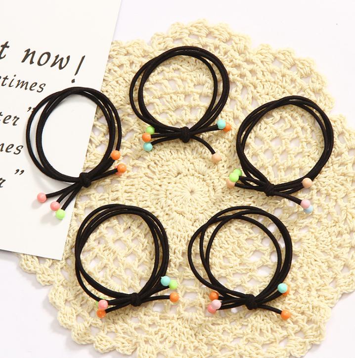 🌈ยางยืดรัดผมสายดำหัวลูกปัด ชิ้นละ 2 บาท ✔️พร้อมส่ง Ohwowshop หนังยางรัดผมเกาหลี ยางรัดผมไสต์เกาหลี