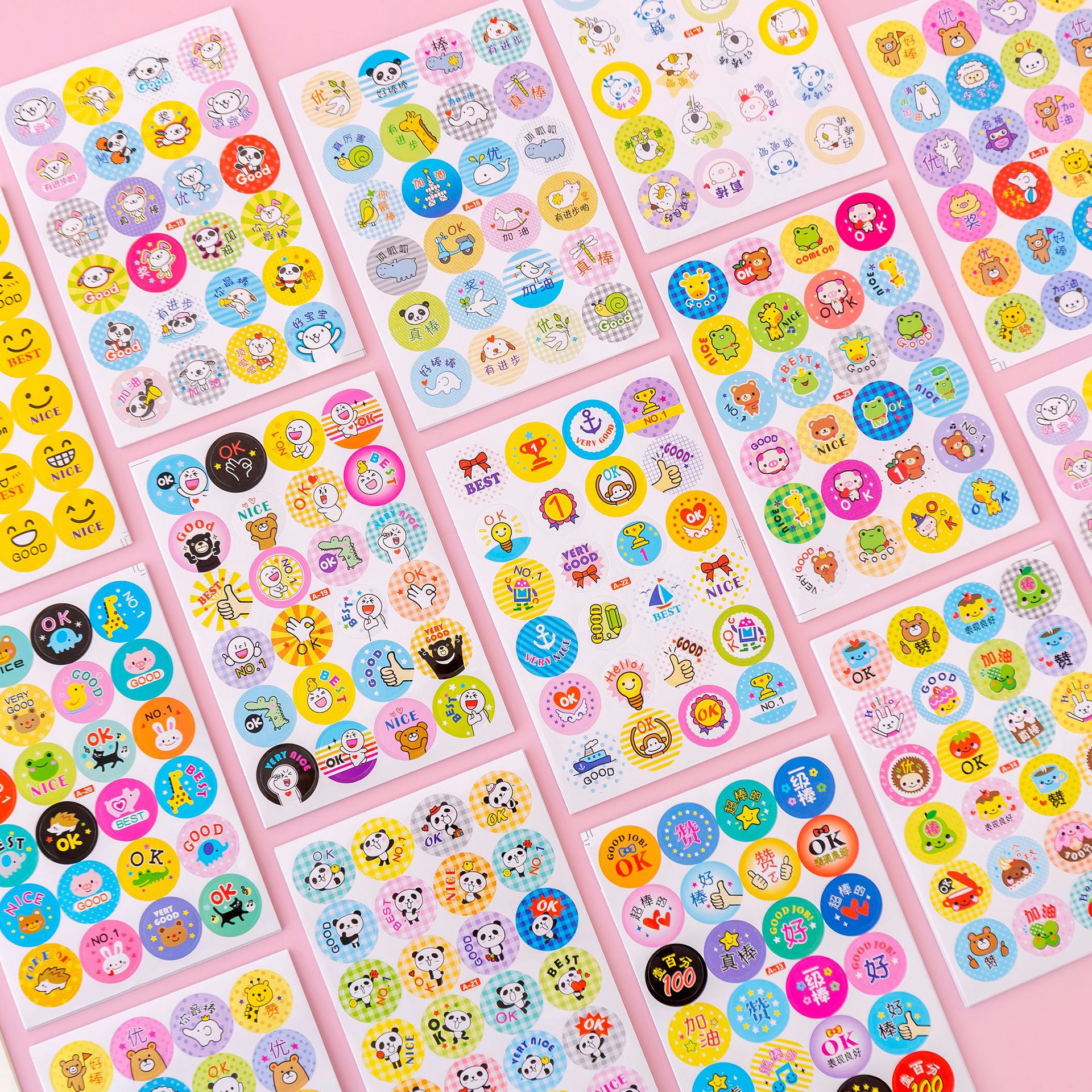 ⭐สติกเกอร์วงกลมลายการ์ตูน 4 แถว⭐เสริมทักษะ(เลือกแบบสินค้า)แผ่นละ 1 บาท✔️พร้อมส่ง Ohwowshop สติ๊กเกอร์ สวยงาม ราคาถูก เครื่องเขียน