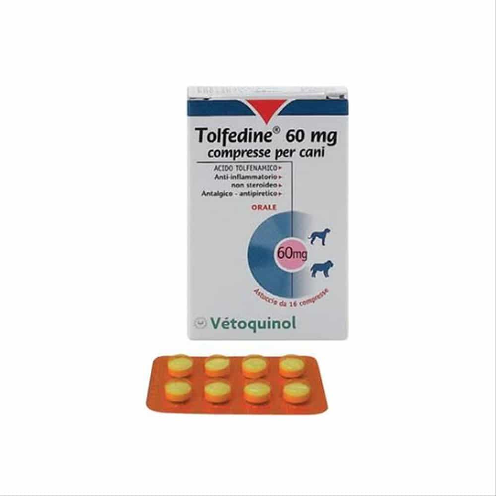 Tolfidine60mgยากินลดไข้แก้ปวดลดอักเสบสำหรับสุนัขและแมวและexotic pets ขนาด60มก1แผงมี8เม็ด