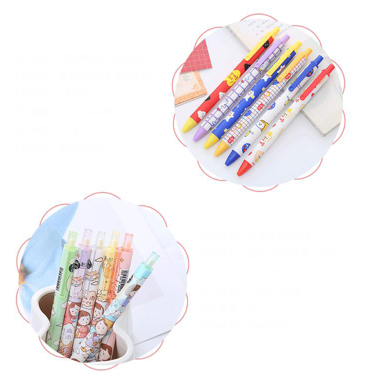 🌈ปากกากดเจลดำ ลายการ์ตูน แฟนซี📌สุ่มลายตามแบบสินค้า ⚫ไส้สีดำ0.5✔️พร้อมส่งในไทย ปากกากด ปากกาลายการ์ตูน