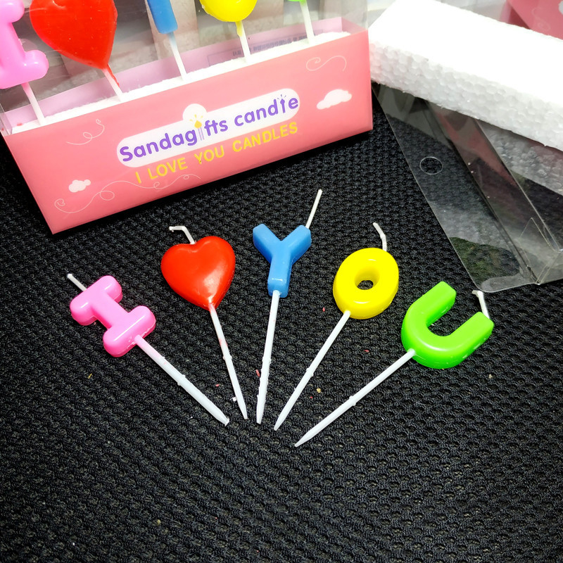 🔥สินค้าขายดี🔥 🎂เทียน I love you สีเทียน-สีเคลือบเมทัลลิค 5 ตัวอักษร ราคา 18-20 บาท📌สินค้าเลือกแบบ✔️พร้อมส่ง Ohwowshop เทียนวันเกิด เทียนสี