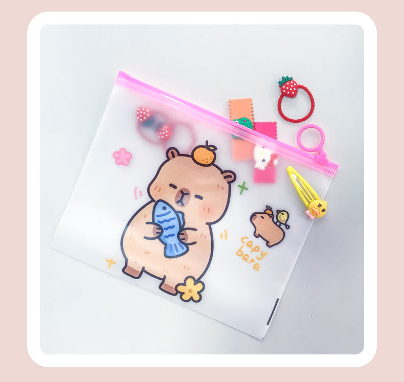 ⭐🐾ซองซิปพลาสติกA5🌈capybara style 21x17cm📌เลือกลาย✔️สินค้าพร้อมส่งในไทย ซองซิปล็อค กระเป๋าซิปล็อค