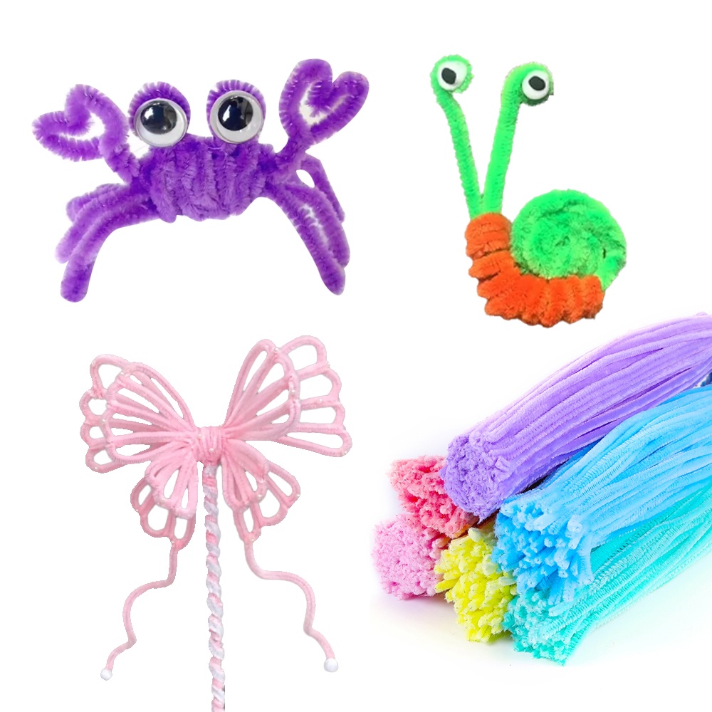 (100ชิ้น)🌈ลวดกำมะหยี่⭐งานDIY และอุปกรณ์สร้างสรรค์งานประดิษฐ์ต่างๆ 0.6mm ยาว30cm สำหรับงานฝีมือ✅พร้อมส่ง Ohwowshop สีสันสดใส สินค้าขายดี