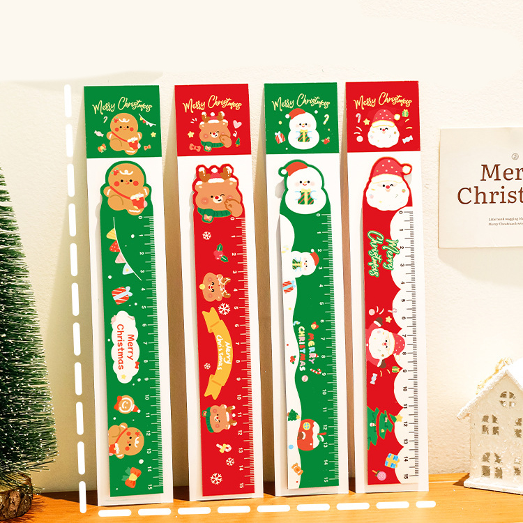 🎄ไม้บรรทัดแม่เหล็ก🎅✨คริสต์มาสหลากสี 15ซม.✔️คละลาย ไม้บรรทัด แม่เหล็ก เครื่องเขียน