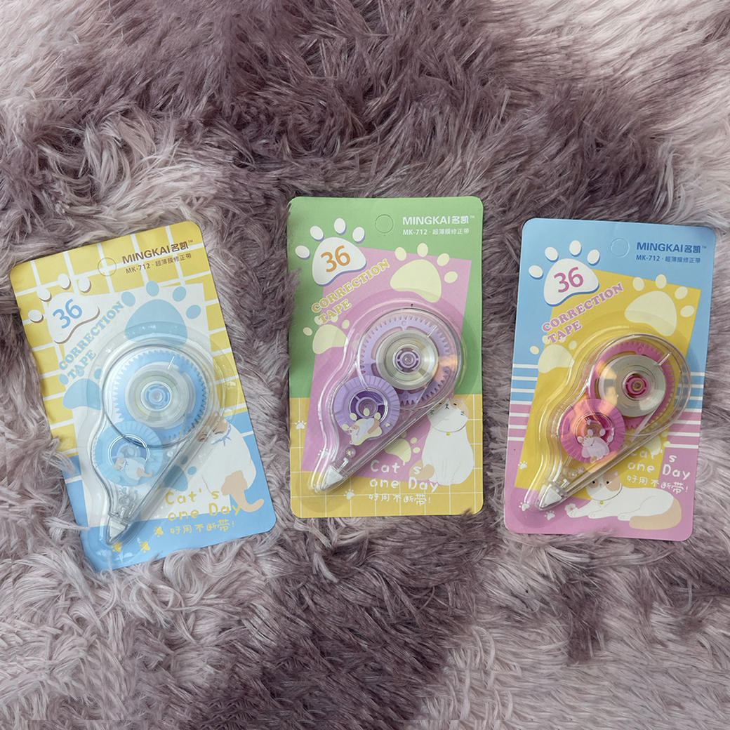 🌈🐱เทปลบคำผิด🐱🌈ลายการ์ตูน Cat one day เบอร์ 36📌สุ่มลาย ชิ้นละ 9 บาท✔️พร้อมส่งOhwowshop เครื่องเขียน ลบได้